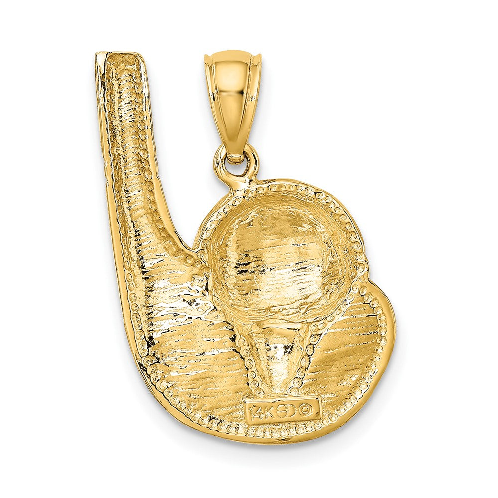 FJC Finejewelers 10 kt Yellow Gold 2-D Golf Club and Ball On Tee Charm 24 x 16 mm