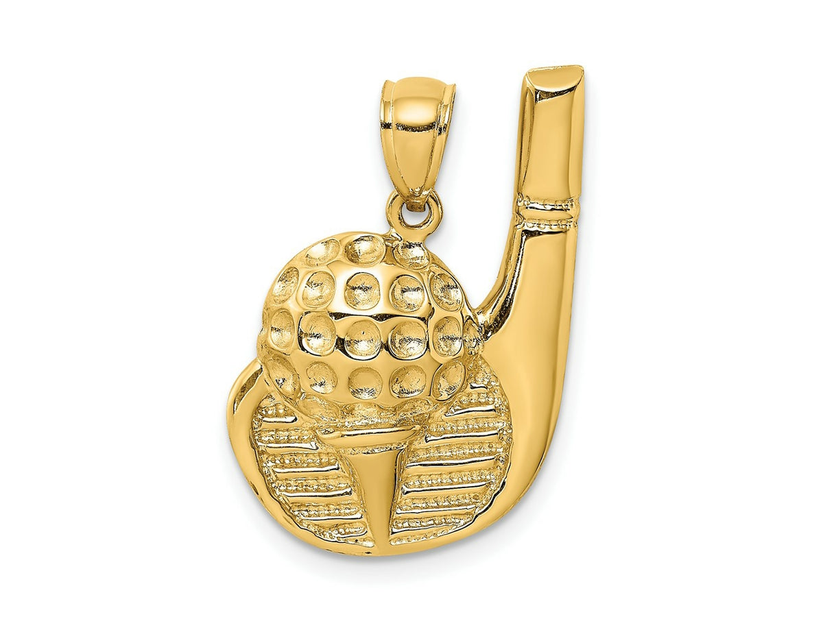 FJC Finejewelers 10 kt Yellow Gold 2-D Golf Club and Ball On Tee Charm 24 x 16 mm