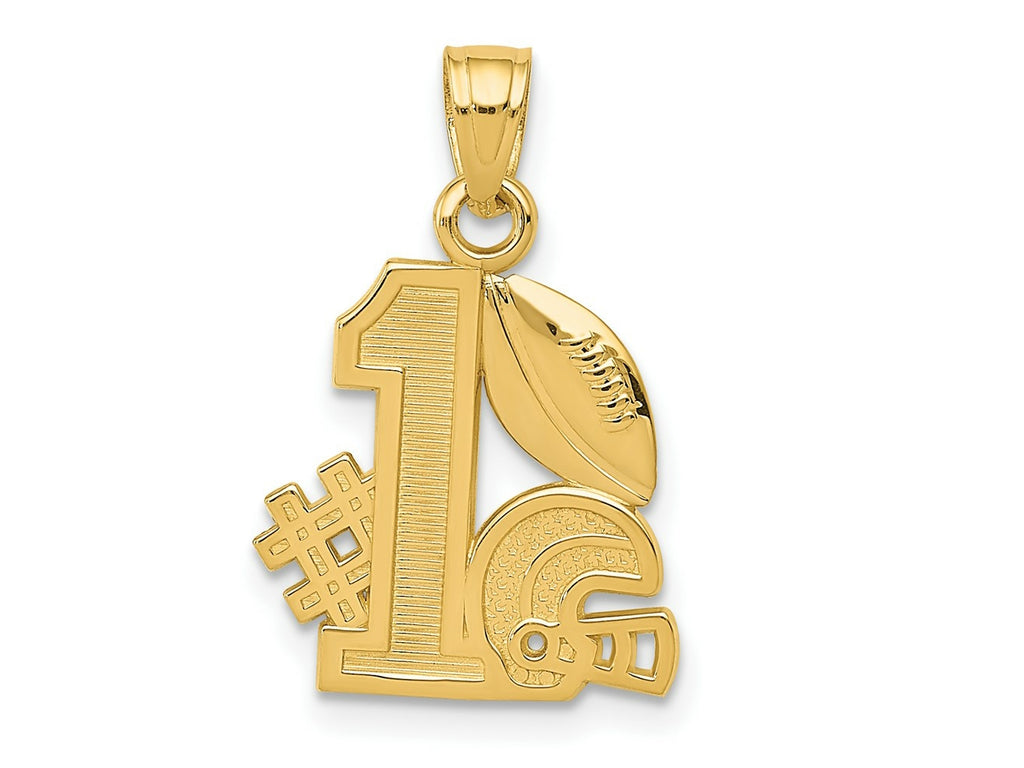 FJC Finejewelers 10 kt Yellow Gold #1 Football with Helmet Charm 14 x 14 mm