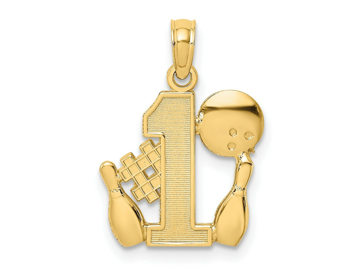 FJC Finejewelers 10 kt Yellow Gold #1 Bowling Ball and Two Pins Charm 3 x 1 mm