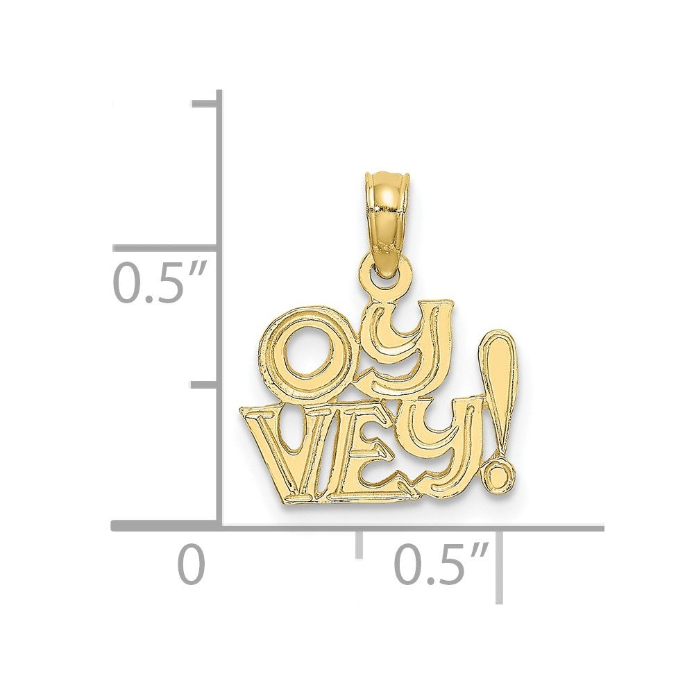FJC Finejewelers 10 kt Yellow Gold Polished and Engraved OY VEY Charm 15 mm