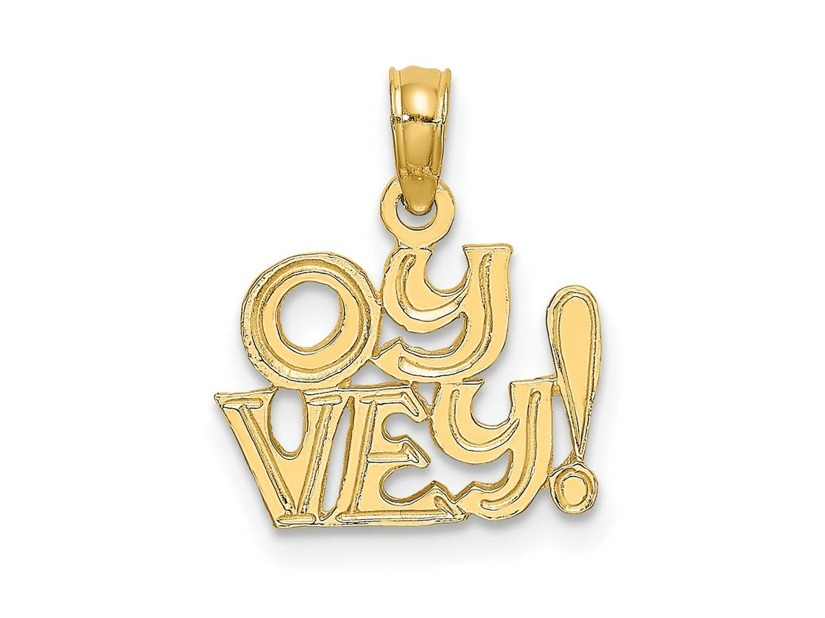 FJC Finejewelers 10 kt Yellow Gold Polished and Engraved OY VEY Charm 15 mm