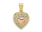 FJC Finejewelers 10 kt Yellow and Rose Gold Polished Heart On Woven Heart Charm 16 mm x 11.4 mm