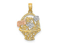 FJC Finejewelers 10 kt Two Tone Gold Two-Tone with White Rhodium Flower Basket with I LOVE YOU Charm 20 x 13 mm