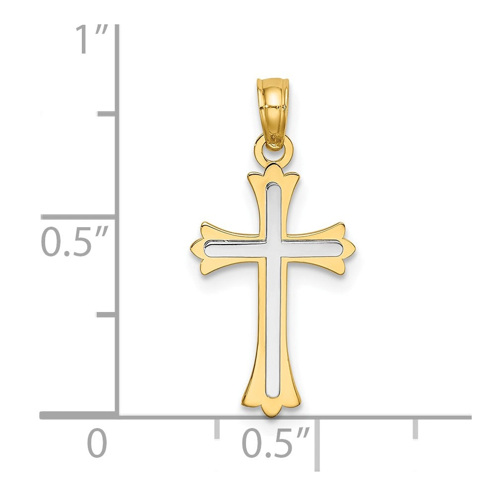 FJC Finejewelers 10 kt Two Tone Gold Two-tone Center Cross Charm 22 x 12 mm