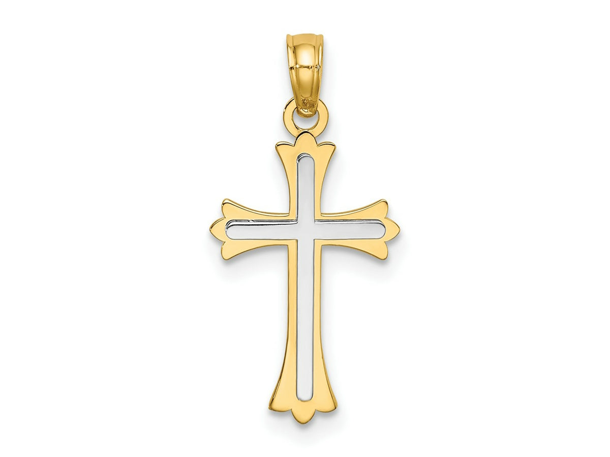 FJC Finejewelers 10 kt Two Tone Gold Two-tone Center Cross Charm 22 x 12 mm