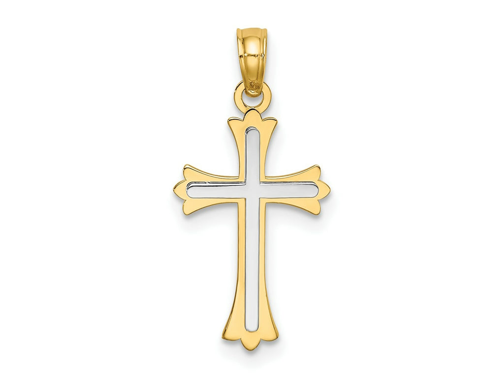 FJC Finejewelers 10 kt Two Tone Gold Two-tone Center Cross Charm 22 x 12 mm