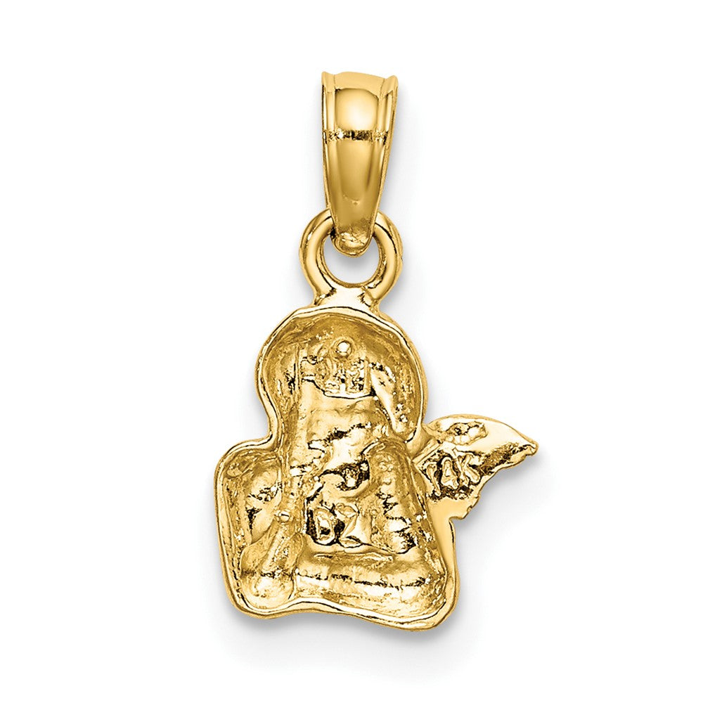 FJC Finejewelers 10 kt Yellow Gold Angel Resting On Elbow with Rhodium Wing Charm 14 x 9 mm