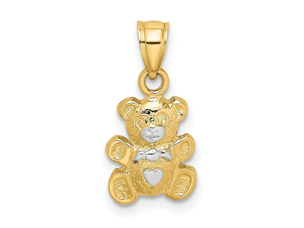 FJC Finejewelers 10 kt Yellow Gold with Rhodium Teddy Bear Charm 14 x 8 mm