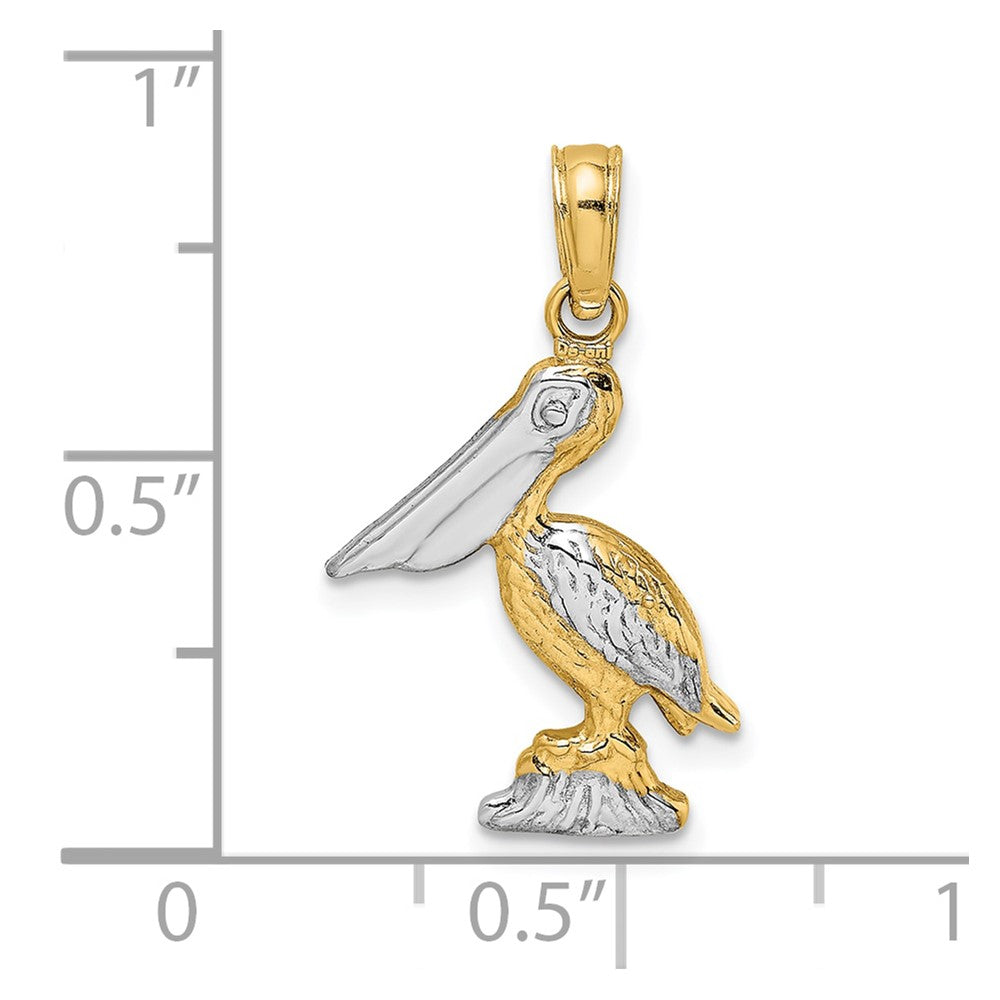 FJC Finejewelers 10 kt Yellow Gold W/ Rhodium 3-D Small Standing Pelican Charm 15 x 13 mm