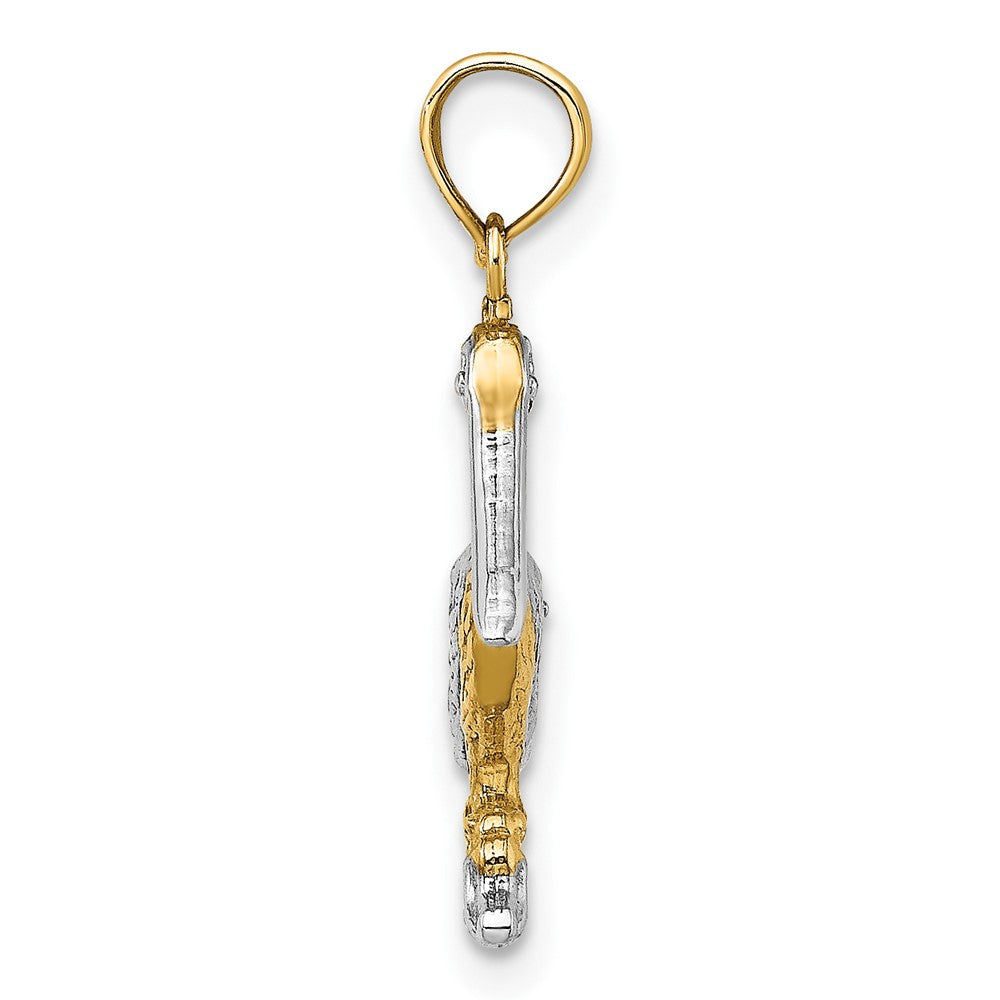 FJC Finejewelers 10 kt Yellow Gold W/ Rhodium 3-D Small Standing Pelican Charm 15 x 13 mm