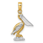 FJC Finejewelers 10 kt Yellow Gold W/ Rhodium 3-D Small Standing Pelican Charm 15 x 13 mm