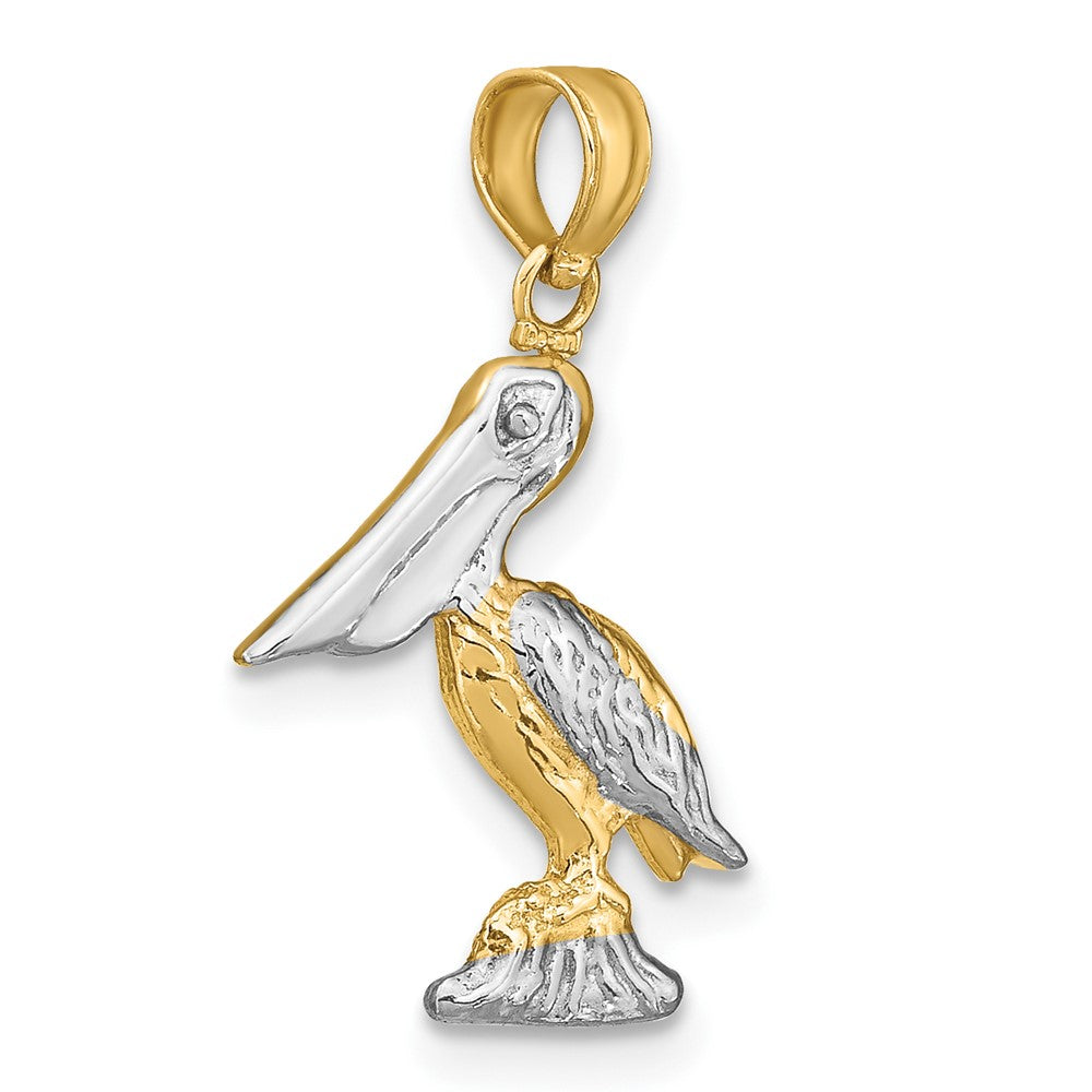 FJC Finejewelers 10 kt Yellow Gold W/ Rhodium 3-D Small Standing Pelican Charm 15 x 13 mm