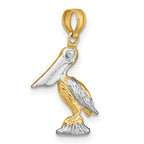 FJC Finejewelers 10 kt Yellow Gold W/ Rhodium 3-D Small Standing Pelican Charm 15 x 13 mm