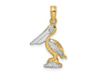 FJC Finejewelers 10 kt Yellow Gold W/ Rhodium 3-D Small Standing Pelican Charm 15 x 13 mm
