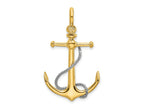 FJC Finejewelers 10 kt Two Tone Gold Two-tone 3-D Anchor with T Bar and Rope with Shackle Bail Charm 42 x 20 mm