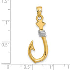 FJC Finejewelers 10 kt Yellow Gold with Rhodium 3-D Fish Hook With Rope Charm 33 x 12 mm