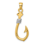 FJC Finejewelers 10 kt Yellow Gold with Rhodium 3-D Fish Hook With Rope Charm 33 x 12 mm