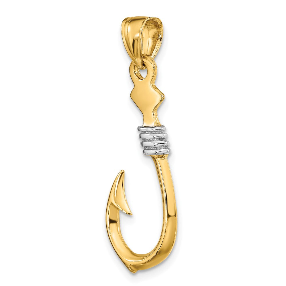 FJC Finejewelers 10 kt Yellow Gold with Rhodium 3-D Fish Hook With Rope Charm 33 x 12 mm
