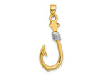 FJC Finejewelers 10 kt Yellow Gold with Rhodium 3-D Fish Hook With Rope Charm 33 x 12 mm