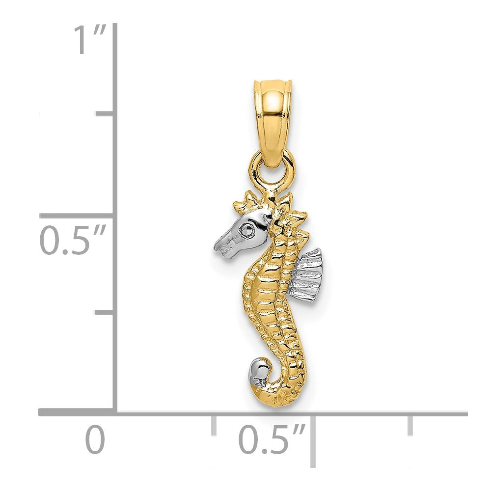 FJC Finejewelers 10 kt Yellow Gold with Rhodium 2-D Seahorse Charm 12 x 6 mm