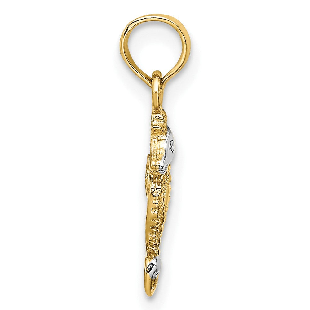 FJC Finejewelers 10 kt Yellow Gold with Rhodium 2-D Seahorse Charm 12 x 6 mm