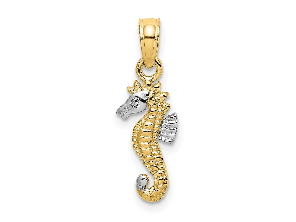 FJC Finejewelers 10 kt Yellow Gold with Rhodium 2-D Seahorse Charm 12 x 6 mm