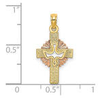FJC Finejewelers 10 kt Two Tone Gold Two-Tone Cut-Out Dove On Cross Charm 23 x 13 mm