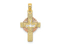 FJC Finejewelers 10 kt Two Tone Gold Two-Tone Cut-Out Dove On Cross Charm 23 x 13 mm