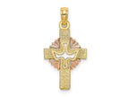 FJC Finejewelers 10 kt Two Tone Gold Two-Tone Cut-Out Dove On Cross Charm 23 x 13 mm