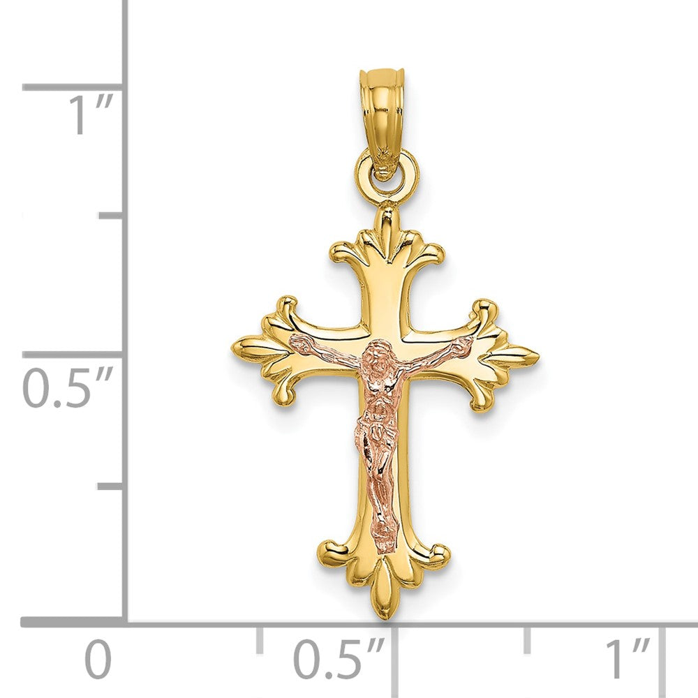 FJC Finejewelers 10 kt Two Tone Gold Two-Tone Crucifix Charm 25 x 15 mm