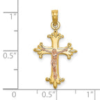 FJC Finejewelers 10 kt Two Tone Gold Two-Tone Crucifix Charm 25 x 15 mm