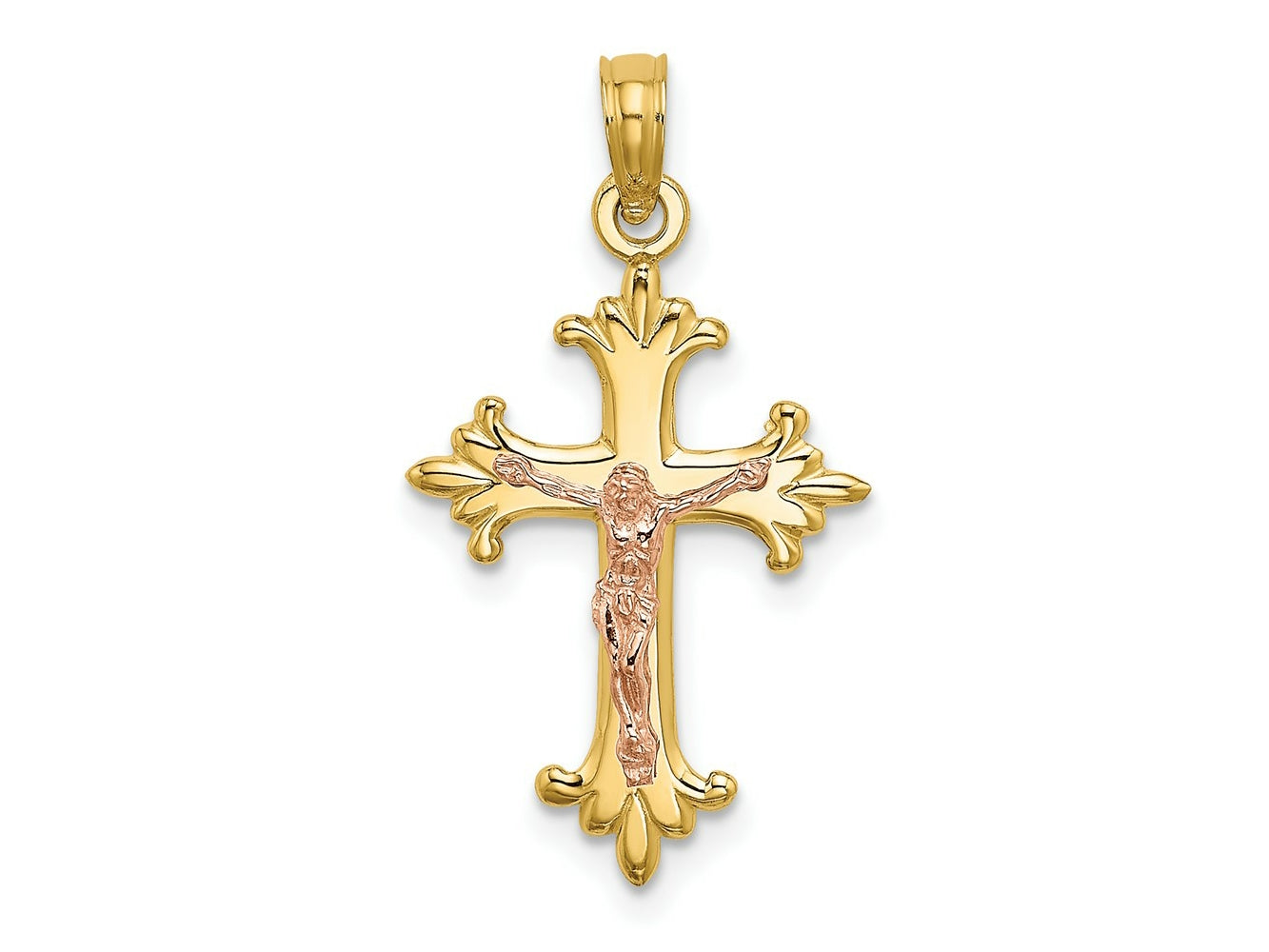 FJC Finejewelers 10 kt Two Tone Gold Two-Tone Crucifix Charm 25 x 15 mm
