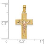 FJC Finejewelers 10 kt Two Tone Gold Two-Tone Latin Crucifix Charm 24 x 12 mm
