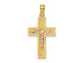FJC Finejewelers 10 kt Two Tone Gold Two-Tone Latin Crucifix Charm 24 x 12 mm
