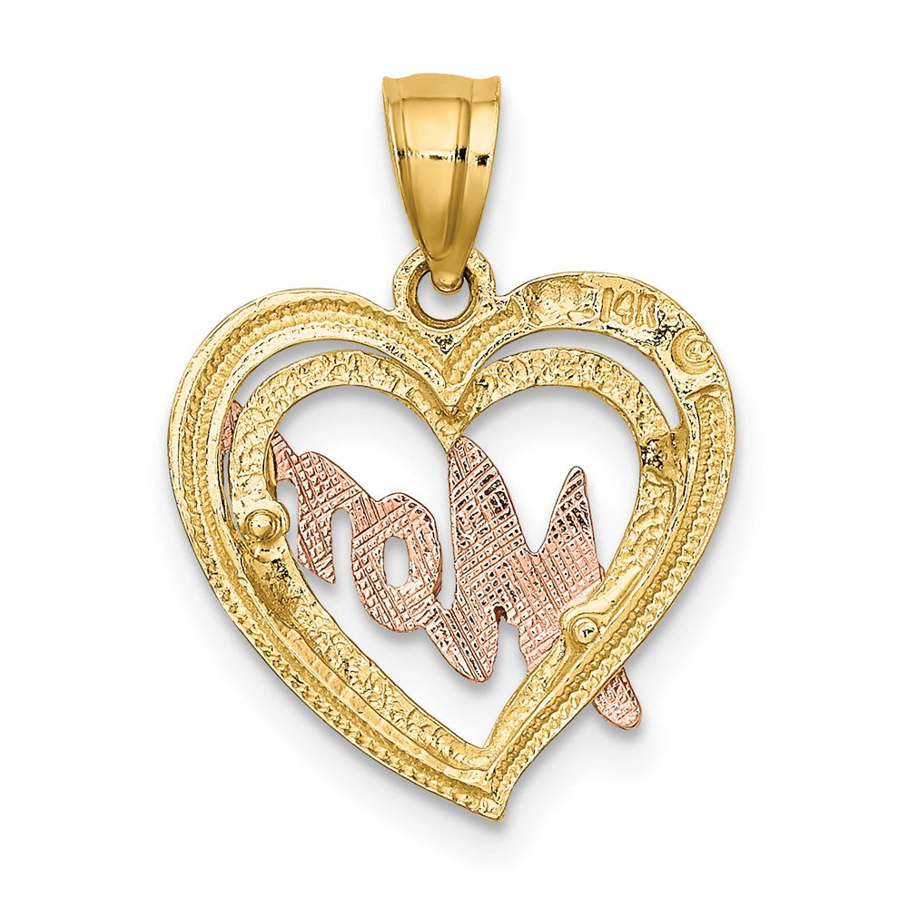 FJC Finejewelers 10 kt Two Tone Gold Two-Tone MOM Heart Charm 18 x 14 mm