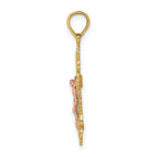 FJC Finejewelers 10 kt Two Tone Gold Two-Tone Crucifix W/ Lace Trim Charm 27 x 15 mm