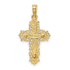 FJC Finejewelers 10 kt Two Tone Gold Two-Tone Crucifix W/ Lace Trim Charm 27 x 15 mm