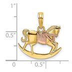 FJC Finejewelers 10 kt Two Tone Gold Two-Tone 2-D Rocking Horse with Saddle Charm 18 x 17 mm