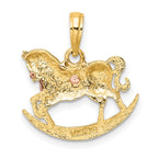 FJC Finejewelers 10 kt Two Tone Gold Two-Tone 2-D Rocking Horse with Saddle Charm 18 x 17 mm