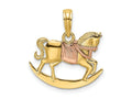 FJC Finejewelers 10 kt Two Tone Gold Two-Tone 2-D Rocking Horse with Saddle Charm 18 x 17 mm
