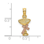 FJC Finejewelers 10 kt Two Tone Gold Two-Tone Communion Cup with Cross Charm 16 x 8 mm