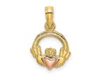 FJC Finejewelers 10 kt Two Tone Gold Two-Tone Claddagh with Heart Charm 13 x 10 mm