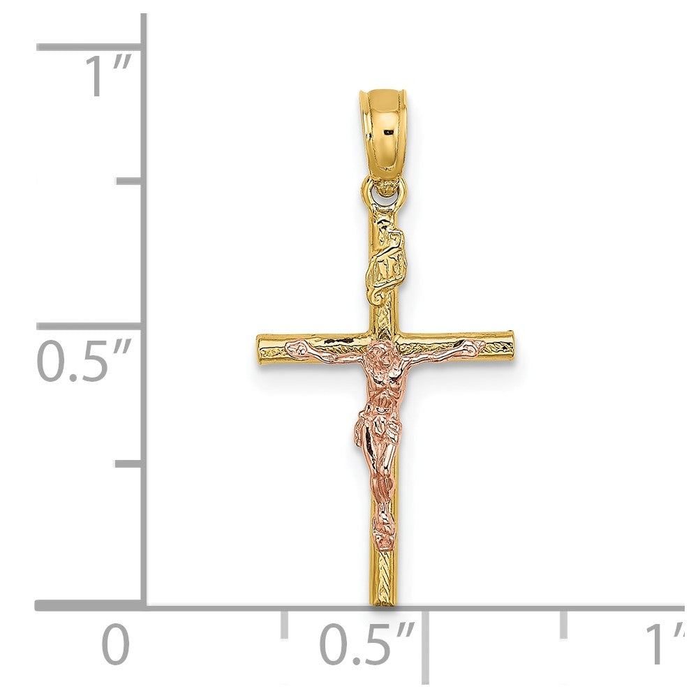 FJC Finejewelers 10 kt Two Tone Gold Two-Tone Cross Crucifix Charm 23 x 12 mm