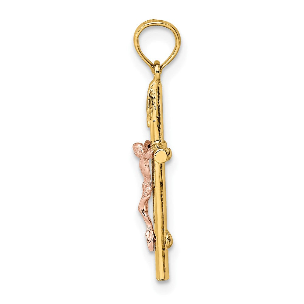 FJC Finejewelers 10 kt Two Tone Gold Two-Tone Cross Crucifix Charm 23 x 12 mm