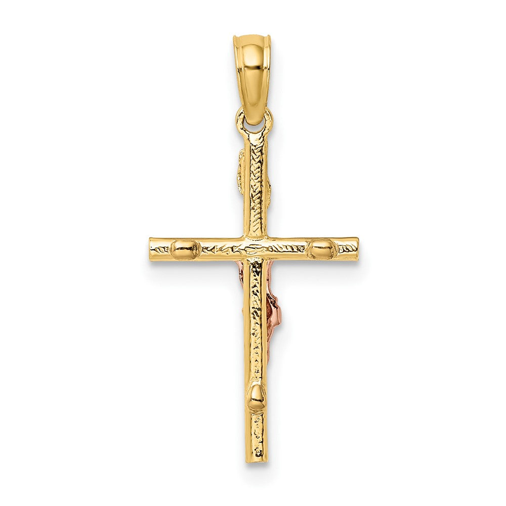 FJC Finejewelers 10 kt Two Tone Gold Two-Tone Cross Crucifix Charm 23 x 12 mm