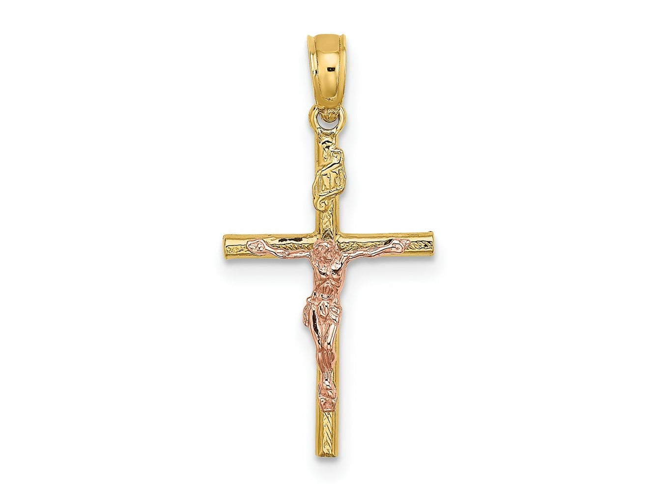 FJC Finejewelers 10 kt Two Tone Gold Two-Tone Cross Crucifix Charm 23 x 12 mm