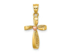 FJC Finejewelers 10 kt Two Tone Gold Two-Tone Twisted Cross with Heart Charm 17 x 12 mm