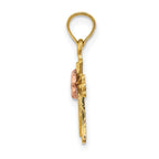 FJC Finejewelers 10 kt Two Tone Gold Two-Tone Cross with Small Flower Charm 14 mm