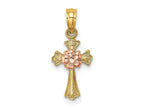 FJC Finejewelers 10 kt Two Tone Gold Two-Tone Cross with Small Flower Charm 14 mm